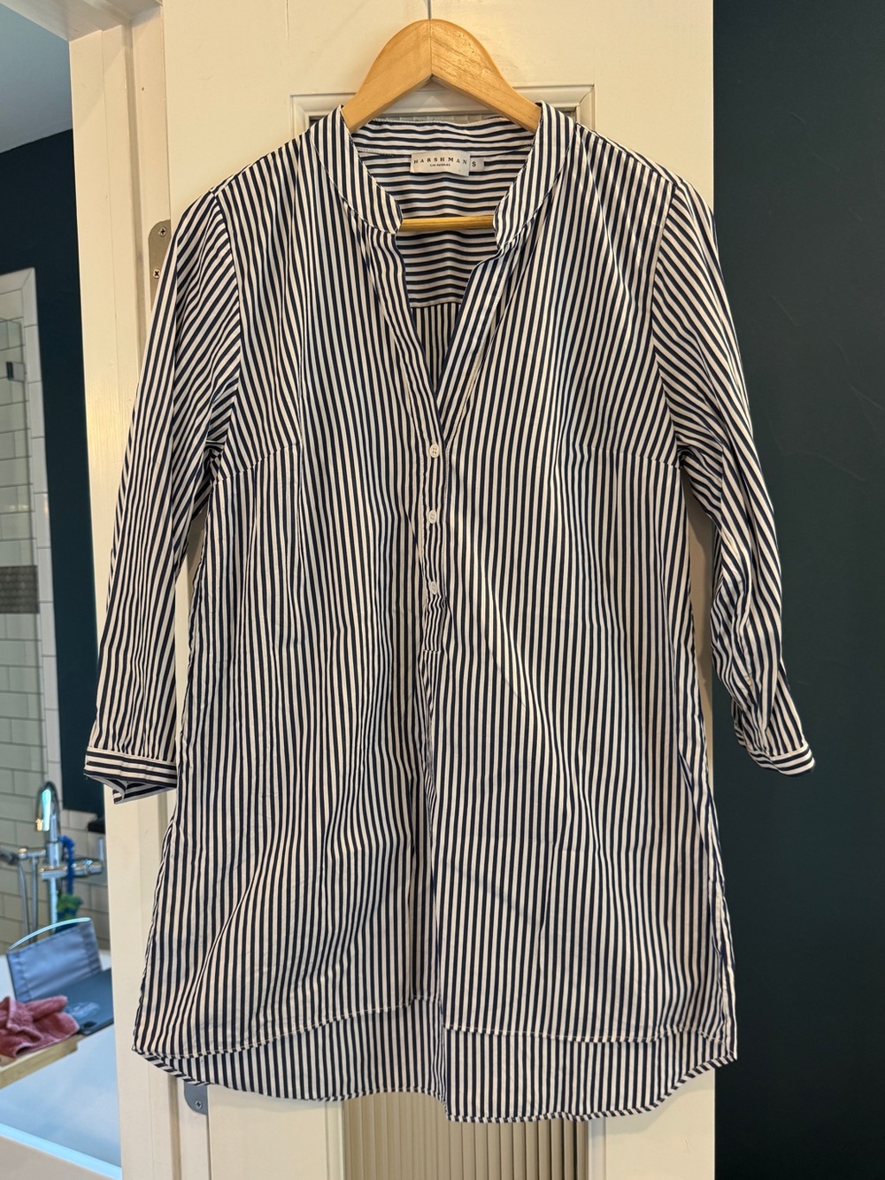 Anthropologie Harshman’s Striped Tunic Length Shirt Size Small